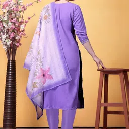 CaniBani Women Floral Embroidered Regular Thread Work Kurta with Trousers & With Dupatta image 4