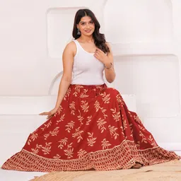 Maquien Printed Maxi Flared Skirts image 4