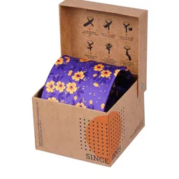 Tossido Men Purple & Yellow Printed Broad Tie image 3