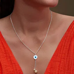 MINUTIAE Silver-Plated Stones-Studded Pendant Necklace With Chain image 5