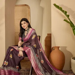 all about you Floral Zari Poly Chiffon Saree image 3