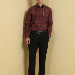 Allen Solly Men Slim Fit Spread Collar Tartan Checked Cotton Formal Shirt image 3