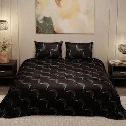 Stoa Paris Noir Twilight Rhapsody Teal Printed 300 TC King Bedsheet Set 2.74 m x 2.74 m image 5