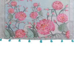 TRUSTED RAJVEER Floral Pure Linen Handloom Saree image 4