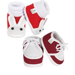 NESKA MODA Unisex Kids Pack Of 2 Cotton Rabbit & Lace Booties image 5