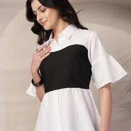 Style Quotient Colourblocked Flared Sleeve Peplum Top image 5