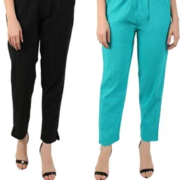 SVKETAIL Women Pack Of 2 Solid Pure Cotton Trousers With 2 Pockets-picture-18