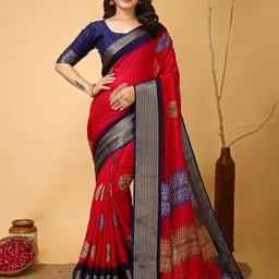 KAYOMMI Floral Zari Silk Cotton Banarasi Saree-picture-21