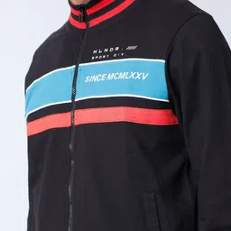 HIGHLANDER Men Typography Printed High Neck Cotton Front-Open Sweatshirt image 2