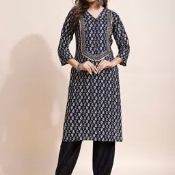 Sangria Printed & Yoke Embroidered Straight Kurta-picture-42
