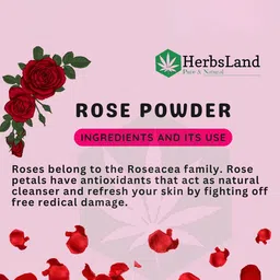 HerbsLand  Set Of 4 Pure Rose Petal Powder For Hydration & Skin Brightening - 100 g Each image 5