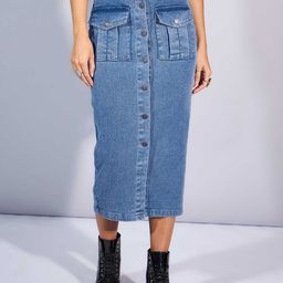 SASSAFRAS Front Button Straight Midi Skirts-picture-38