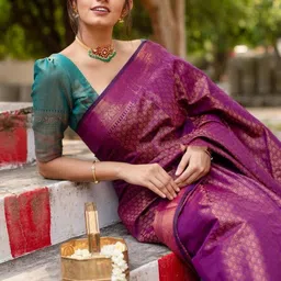 YAMUNE Woven Design Zari Pure Silk Handloom Banarasi Saree-picture-26