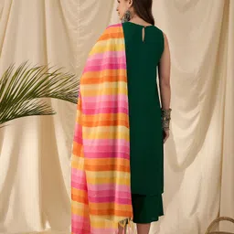 InWeave Women Regular Kurta with Palazzos & With Dupatta image 5