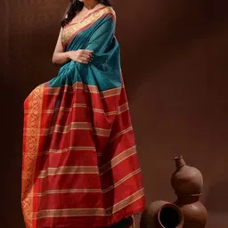 sourav biswas Woven Design Zari Pure Cotton Saree image 4