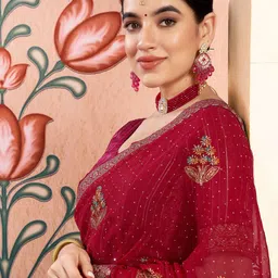 KALINI Embellished Beads and Stones Pure Georgette Designer Saree image 3