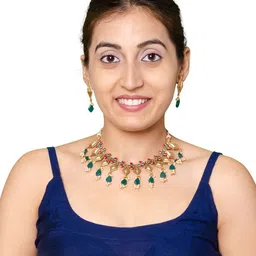 Shining Jewel - By Shivansh Gold-Plated CZ Stone-Studded & Beaded Jewellery Set-picture-44