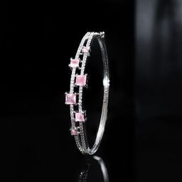 Priyaasi Silver Plated American Diamond Cuff Bracelet-picture-49