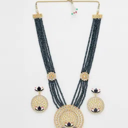 Sukkhi Gold-Plated American Diamond-Studded & Beaded Necklace & Earrings image 3