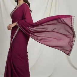 KALINI Ethnic Motifs Embroidered Pure Georgette Heavy Work Saree image 2