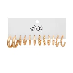 Stoln Set Of 6 Circular Shaped Half Hoop Earrings-picture-27