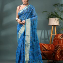 DESH BIDESH Kalamkari Printed Zari Pure Silk Bandhani Saree-picture-2