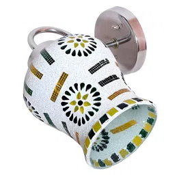 KINIS Silver-Toned & White Printed Cylinder Shaped Metal Wall Lamp image 4