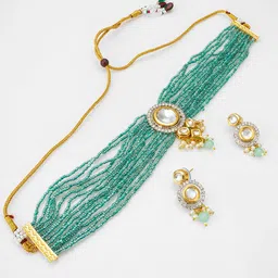 Anouk Gold Plated Kundan Studded & Beaded Jewellery Set image 2