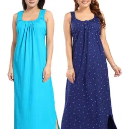 Inner Beats Women Pack Of 2 Multicoloured Cotton Blend Nightdress image 2