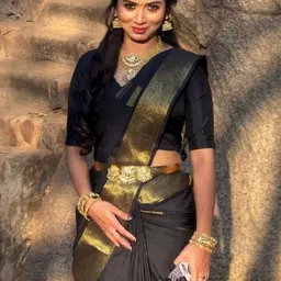 Mufa Woven Design Zari Saree with Blouse Piece-picture-12