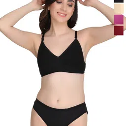 Liigne Pack Of 4 Everyday Bra Pure Cotton Lingerie Sets-picture-37