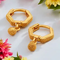 SHREE KRISHNA SHOPPING Gold-Plated Contemporary Hoop Earrings-image-30