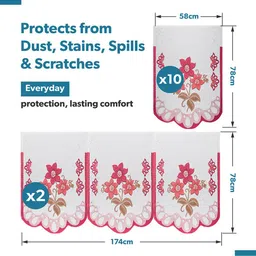 Kuber Industries White & Pink Printed Cotton Sofa Cover With Arms image 4