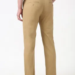 peter england Men Skinny Fit Khaki Cotton Blend Trousers image 3