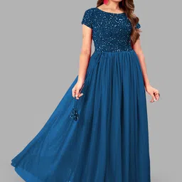 houseofcommon Embroidered Net Stitched Flared/A-line Gown image 1