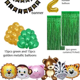 groovy dudz green jungle 2 year second birthday theme Happy Birthday Decoration Combo Kit image 2