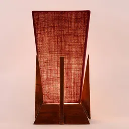 Devansh Maroon Wooden Textured Contemporary Triangle Shaped Table Lamp image 4