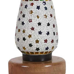 Devansh White Colourblocked Glass Traditional Abstract Shaped Table Lamp image 3