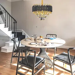 ishani Modern crystal 300mm Black Gold Crystal chandelier ceiling light jhoomar Ceiling Light Ceiling Lamp image 3