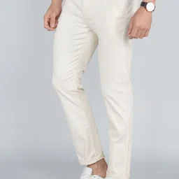 peter england Men Regular Fit Pink Cotton Blend Trousers image 2