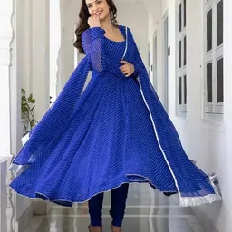 vspcreation Applique Georgette Stitched Anarkali Gown image 2