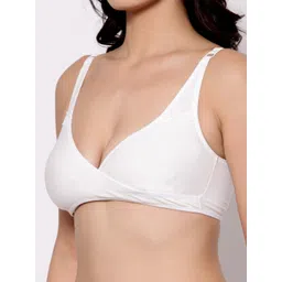 Inner Sense White Solid Organic Cotton Antimicrobial Sustainable Sleeping/Feeding Bra AIMB007E image 3