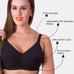 Rajnie Pack Of 2 Cut & Sew Non Padded Full Coverage Cotton All Day Comfort Minimizer Bras image 5