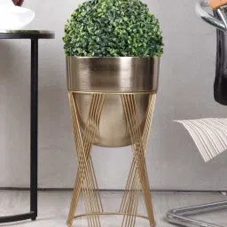 casacraft from pepperfry Topha Gold Metal Planter (Bgold) image 1