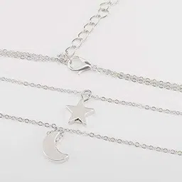 DESTINY JEWELS Silver Plated Layered Star Moon Pendants Layered Necklace image 2