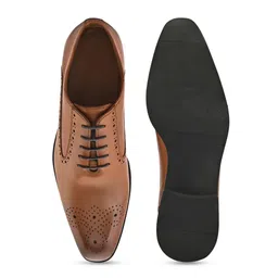 House of Pataudi Men Genuine Leather Perforated Formal Brogues image 3