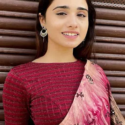 Bindigasm's Advi Printed Boat Neck Jacquard Stretchable Saree Blouse image 5