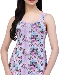 cukoo Swimwear Floral Print Women Swim-dress Purple Swimsuit-picture-10