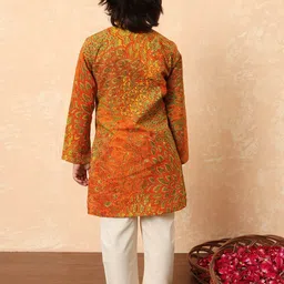Readiprint Fashions Boys Floral Printed Mandarin Collar Pure Cotton Kurta With Pyjama image 3