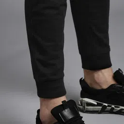 jass men Men Solid Black Track Pants image 4